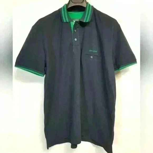 Men's Irlanda Ireland Navy/Green Polo Short Sleeve Shirt Size L - Picture 1 of 8